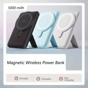 Portable Magsafe Charger Power Bank 5000mAh Battery w/ Stand iPhone 16 15 14 US - Picture 1 of 15