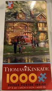Thomas Kinkade 1000 piece Complete jigsaw puzzle Hometown Firehouse with Poster - Picture 1 of 5