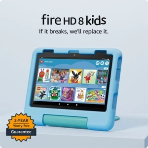 LATEST Amazon Fire HD 8 Kids tablet, ages 3–7 | 3GB/32GB,Blue (UK - 2024) - Picture 1 of 6