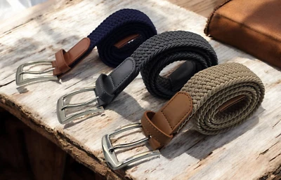 Ceinture Tissée Élastique Ajustée En Sangle Large De 1,25 Pouce - Photo 1/4