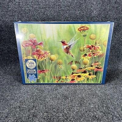 Cobble Hill Puzzle NEW 500 Piece Random Cut Rufous Hummingbird Bird Birds Flower - Image 1 of 4