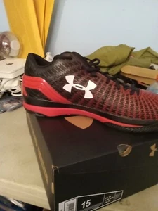 New Under Armour UA TB clutchfit Drive Low Size 15 Black Red Basketball Sneakers - Picture 1 of 8