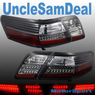 CONJUNTO DE 4 PEÇAS AJUSTE DIRETO PARA 07-09 TOYOTA CAMRY LUZES TRASEIRAS LED PRETO TRANSPARENTE - Imagem 1 de 2
