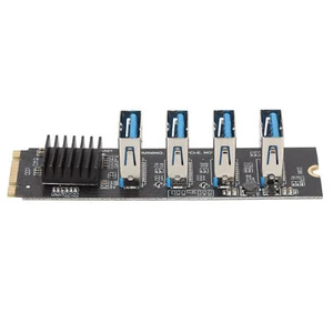 M.2 Nvme To Pcie 1X Riser Card M.2 Nvme To 4 Ports Pcie 1X Usb 3.0 Heat Diss GOF - Picture 1 of 12