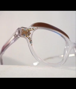 Vintage 60s Rhinestone Cat Eye Eyeglass Or Sunglass Frame Only. Unused. Small - Picture 1 of 16