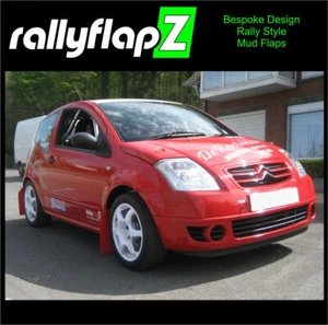 rallyflapZ | Mud Flaps to fit Citroen C2 03-09 Red 3.2mm PVC *Gloss 'Citroen-W - Picture 1 of 2