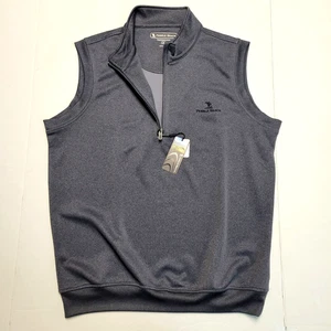 $70 New PEBBLE BEACH Performance Golf Quarter Zip Vest Men's MEDIUM M Gray POLY - Picture 1 of 8