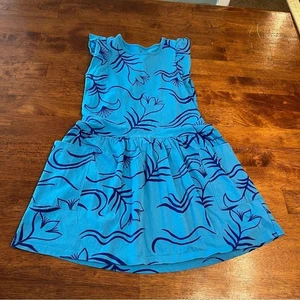 Tea Collection blue floral dress size 7 100% cotton - Picture 1 of 3