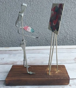 Vintage Horseshoe Nail Art Piece "The Artist" Made In Spain • 6" H X 4" L X 2" W - Picture 1 of 6