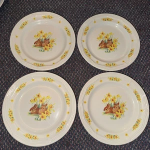 (4) 8" Osterhasen & Narzissen Salatteller Domestications 1995 GUC - Bild 1 von 3