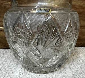 Vtg Crystal Vase Violetta 24% Lead Crystal Hand Cut Made In Poland Round Clear - Picture 1 of 7