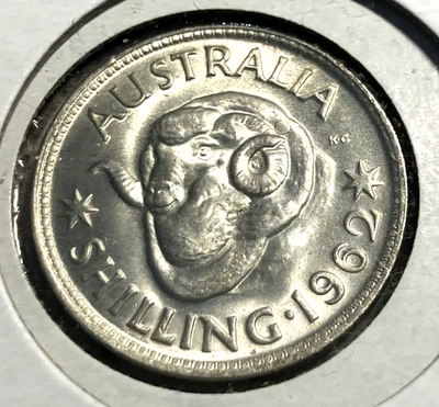 elf Australia 1 Shilling 1962  Ram Sheep  Silver  Elizabeth II - Image 1 of 2