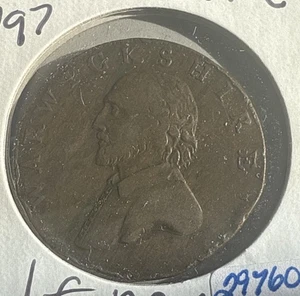 1797 Warwickshire 1/2 Penny Conder Token - AUC - Picture 1 of 3