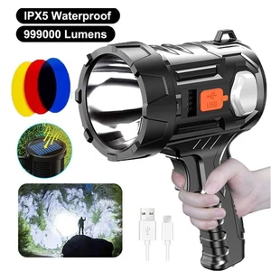 10000000LM Spotlight Rechargeable Flashlight Super Bright Outdoor Handheld Torch - Picture 1 of 16