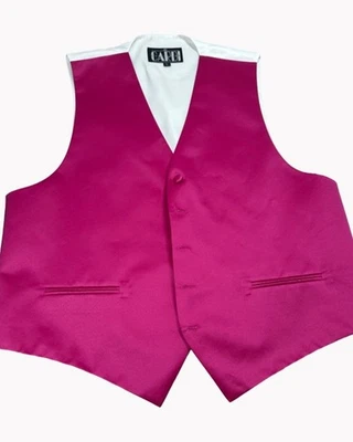Chaleco de satén Cardi Collection para hombre S blanco magenta ajustable formal boda Foto 1 de 4