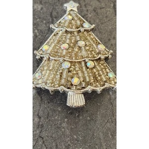 Broche árbol de Navidad con cuentas con pedrería accesorios brillantes navideños - Imagen 1 de 8