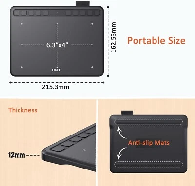 UGEE S640 Drawing Tablet, 8192 Pen, 10 Keys, Win/Mac/Linux/Android - Image 1 of 4