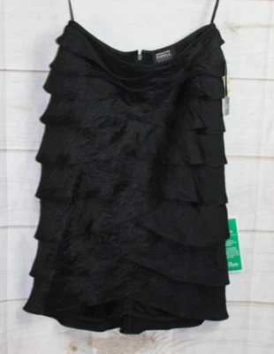 NUEVO CON ETIQUETAS ~ Falda lápiz Adrianna Papell Evening Essentials negra brillante en capas talla 6 Foto 1 de 4