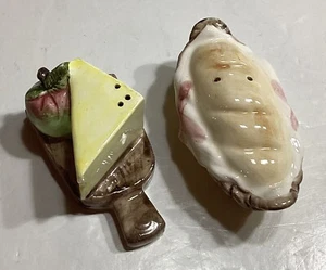 Vintage Bread Cheese Fruit Board Salt & Pepper Shakers Japan - Picture 1 of 10