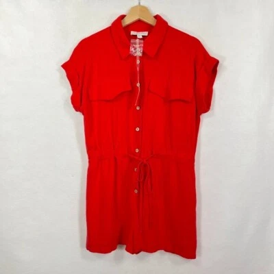 Mameluco con cuello She + Sky manga corta mezcla de lino verano playa graduación nuevo con etiquetas L Foto 1 de 4