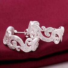 Hot 925Sterling Solid Silver Jewelry Crystal Dragon Hoop Earrings For Women E560