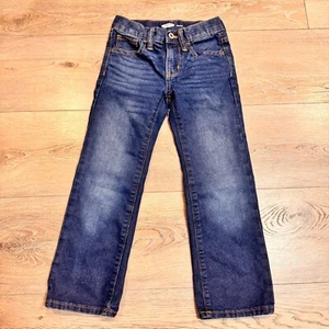 Old Navy Dark Wash Denim Jeans Straight Leg Adjustable Waist Kids Size 6 - Picture 1 of 7