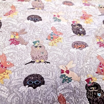 Lindo Jersey de Algodón Spandex Animales del Bosque Tejido Vida Silvestre Por Yarda  Foto 1 de 3