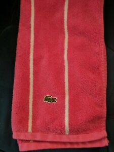 Lacoste Pink Half Towel with White Stripe & Iconic Logo