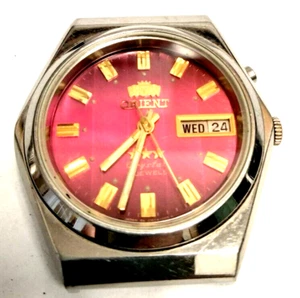 Vintage Orient Crystal 21 jewels Mechanical Automatic red tone mens watch - Picture 1 of 6