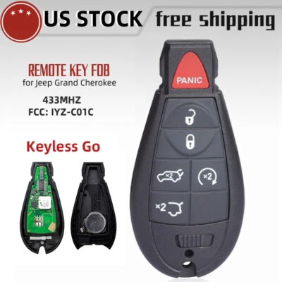 FITS Jeep Grand Cherokee 2009 2010 11 12 2013 Keyless Go Fobik Key FOB IYZ-C01C - Image 1 of 4