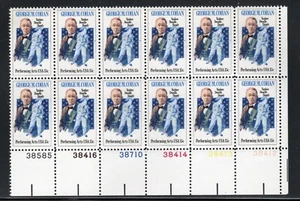 ALLY'S STAMPS US Plate Block Scott#1756 15c George Cohan [12] MNH F/VF [A-LR] - Picture 1 of 1