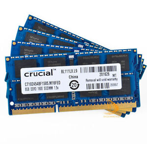 Crucial 4x 8GB 2Rx8 PC3-12800S DDR3 1600Mhz SODIMM RAM Laptop Memory Intel #VBN