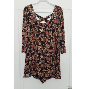 Forever 21 Long Sleeve Floral Shorts Romper Sz 1X Festival Boho Coquette Fairy - Picture 1 of 4