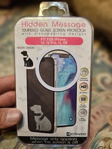 Hidden Message Tempered Glass Screen Protector iPhone 12, 12Pro, 11 , XR. As Is - Zdjęcie 1 z 4