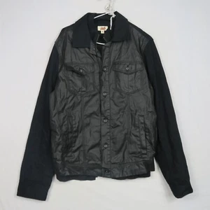 JAG Mens Waxed Jacket M Medium Black Buttons Long Sleeve Casual Cargo Winter - Picture 1 of 10