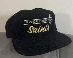 Cappello snapback vintage anni 90 New Orleans Saints velluto a coste scritta doppia linea Annco - Foto 1 di 8