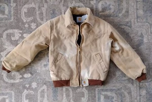 Carhartt VTG Canvas Jacket Coat Quilt Lining Youth Small 6-7 Brown Farm Barn  - Picture 1 of 11