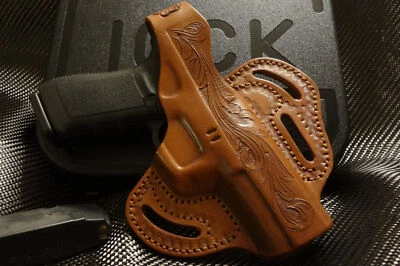 FUNDA DE CUERO TRABAJADA A MANO PARA GLOCK 17, 19, 22, 23, 31 Foto 1 de 4