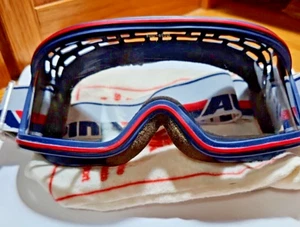Alpina Powder Ski Googles Anti Fog Navy Blue & Red NOS Vintage - Picture 1 of 8