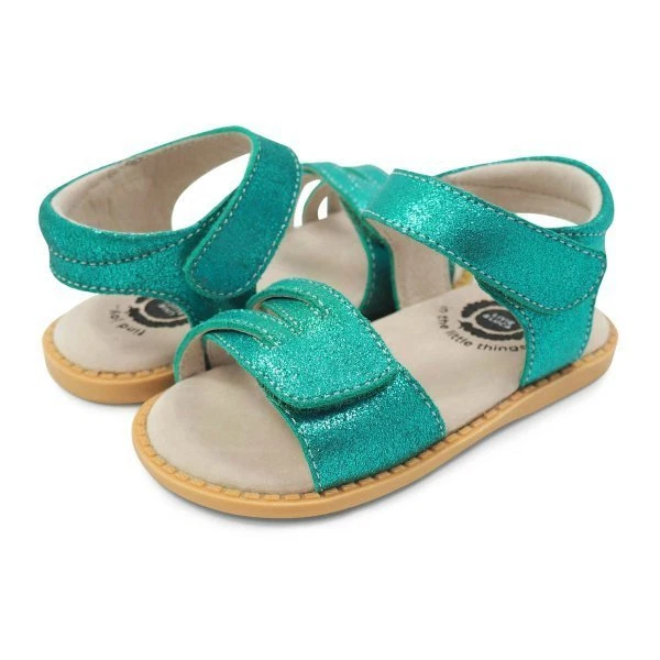 NIB New LIVIE & LUCA Sandals Athena Aqua Blue shimmer 6 7 - Image 1 of 1