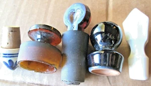 VINTAGE GLASS PERFUME/LIQUOR BOTTLE STOPPERS, LOT OF 5, USED, DETAILS BELOW - Picture 1 of 3