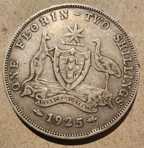 1925 Australian Florin Sterling Silver Coin Good Condition - Picture 1 of 2
