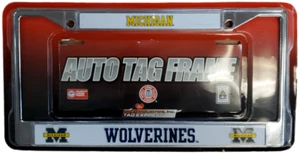 Michigan Wolverines Chrome License Plate Frame White - Picture 1 of 2