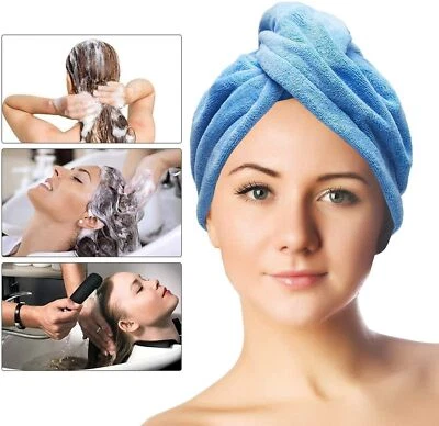 Toalla de Microfibra para Cabello con Botón de Secado Absorbente Ducha Rápida Baño Gorra de Cabello Foto 1 de 4