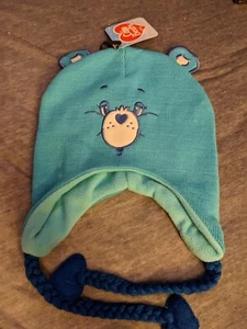 New Care Bears Grumpy Bear Blue Beanie Winter hat With Ears And Tassel - Picture 1 of 4