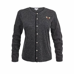Trachten Strickjacke Strick Damen Trachtenstrickjacke Grau Meliert Vegan Neu - Bild 1 von 4