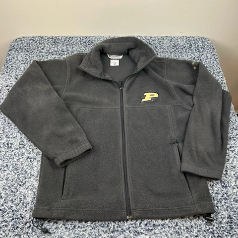 Columbia Purdue Boilermakers Jacket Mens Small Black Full Zip Fleece NCAA Cover
