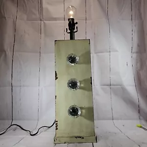 Odd Strange Vtg Table Lamp Patina Rustic Steampunk Aged Door Knobs Fast Shipping - Picture 1 of 17