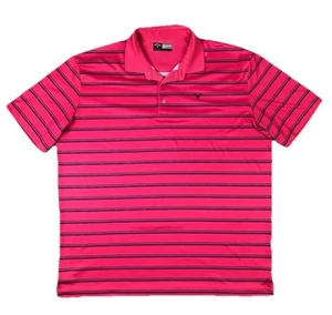 Callaway Opti-Dri Golf Shirt Men's Sz Large Red/ Salmon Stripped Print Polo Logo - Bild 1 von 8