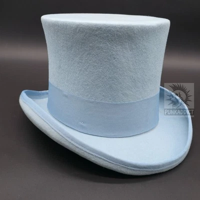 Sombrero de copa gris fieltro de lana victoriano Slash Sombrerero loco Steampunk Rock Star Foto 1 de 4